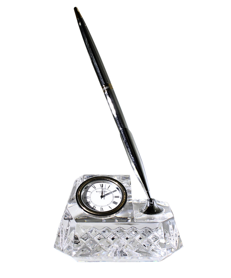 Waterford Crystal : Table Accessories Clock & Pen Holder Combo, 4.5"