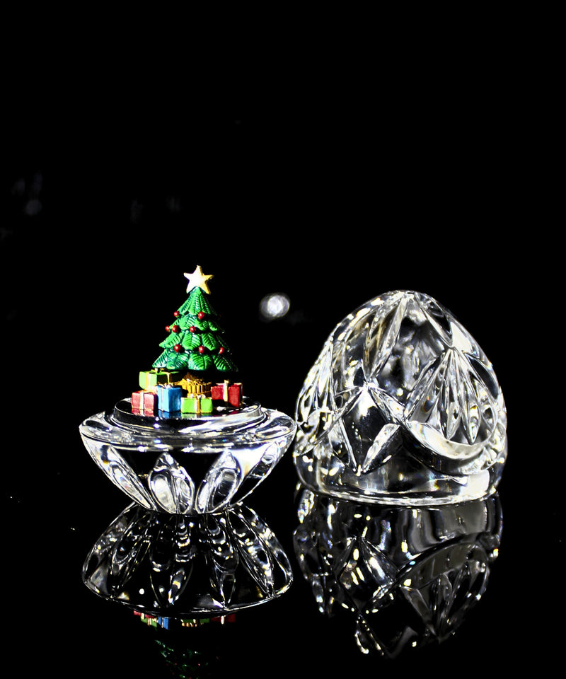 Waterford Crystal: Figurines Egg Box With Christmas Tree, 2"