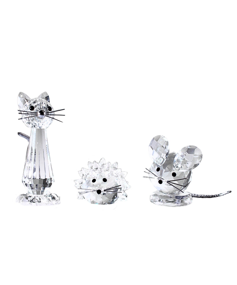 Swarovski Figurine: 5492741 Replica Set | Cat, Mouse and Hedgehog | Comes with a Mirror