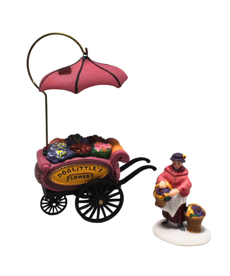 Department 56: 58157 Doolittle's Flowers Chelsea Market Fruit Monger & Cart - Set of 2