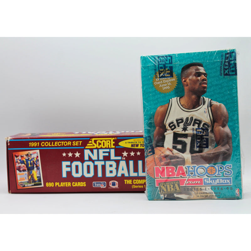 Lot of 2: 1994-1995 NBA Hoops & 1991 NFL Football Cards | Non-Mint Box