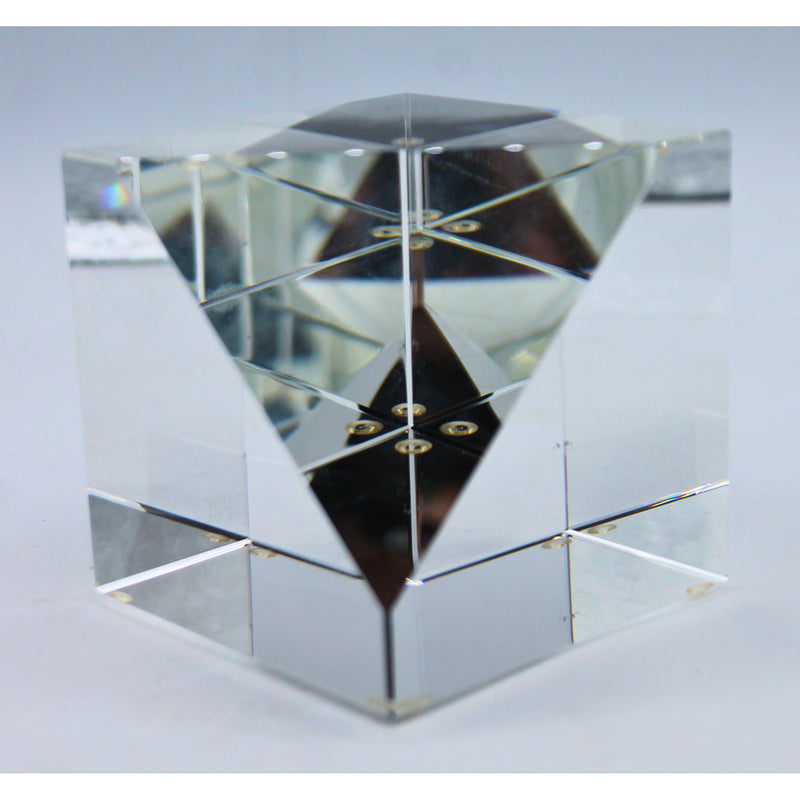 Slanted Cube Crystal Paperweight| Non-Mint Box