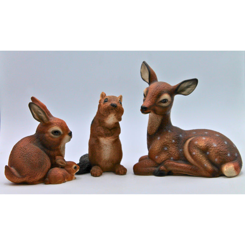 Lot of 3: Deer, Bunny, and Chipmunk Figurines | No Box