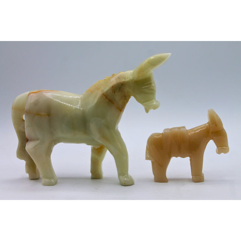 Lot of 2: Carved Stone Donkeys