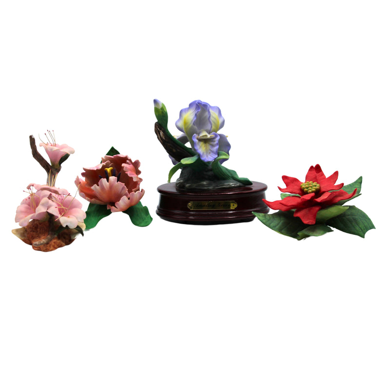 Lot of 4: Porcelain Flowers | Bent Pistils