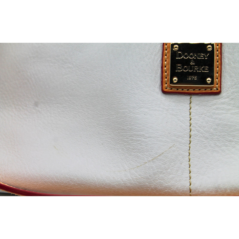 Dooney & Bourke | Cream Pebbled Double Pocket Leather Satchel | Stained