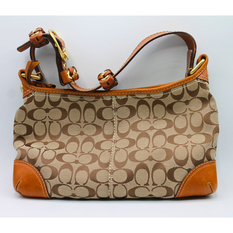 Coach | Jacquard Print Brown Hobo Purse | Scratched