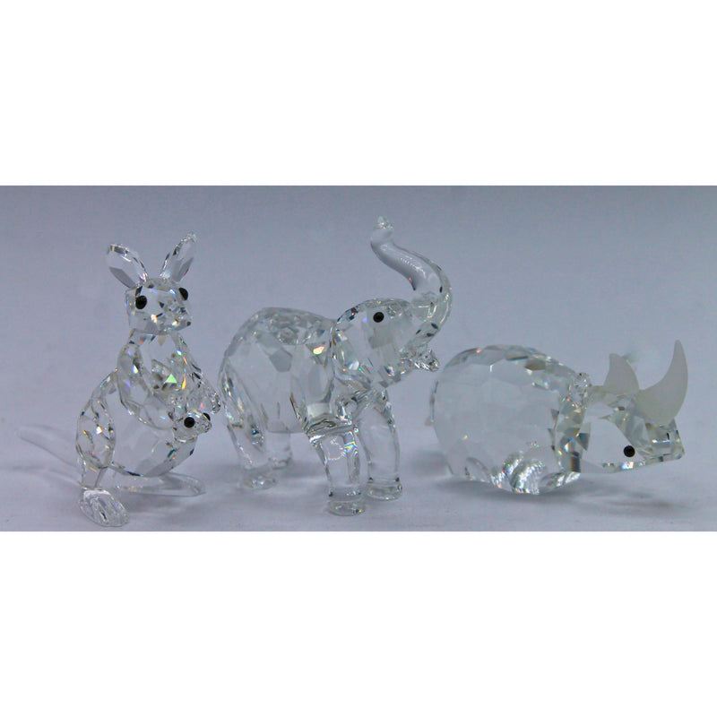 Swarovski | Lot of 3: Rhino, Elephant, and Kangaroo | Damaged