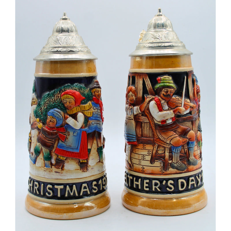 Lot of 2: German Large Lidder Beer Steins | Discolored