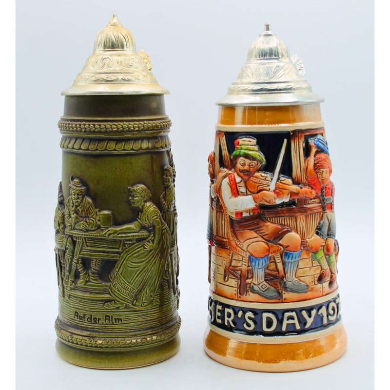 Lot of 2: Large Beer Steins | Chipped & Discolored