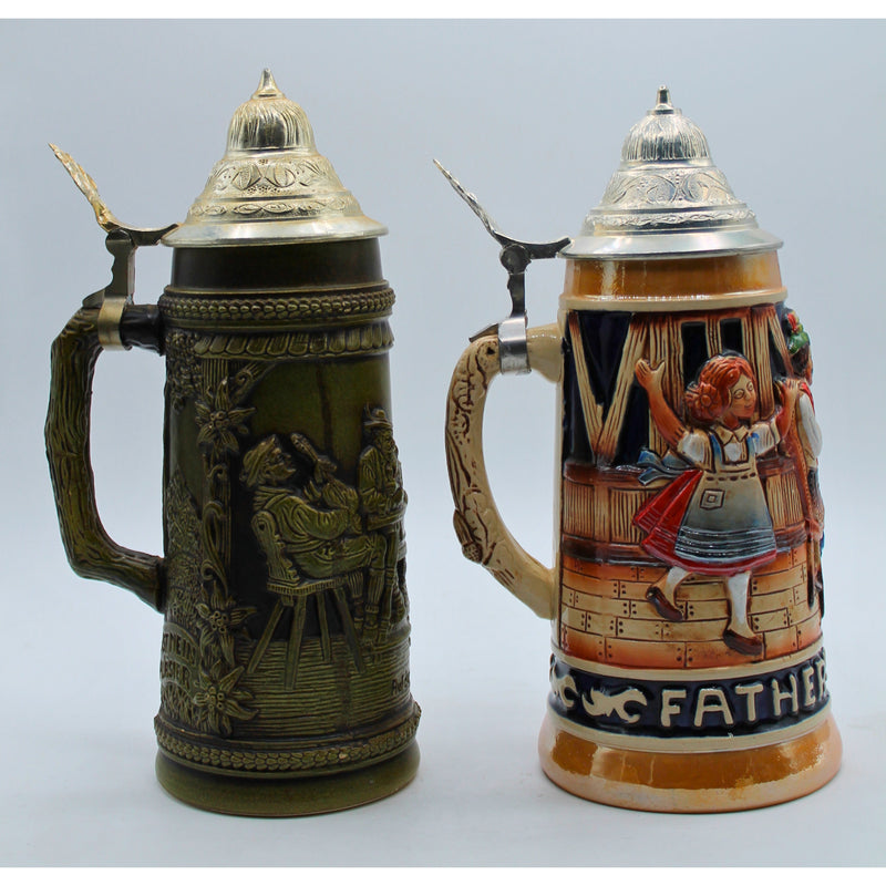 Lot of 2: Large Beer Steins | Chipped & Discolored