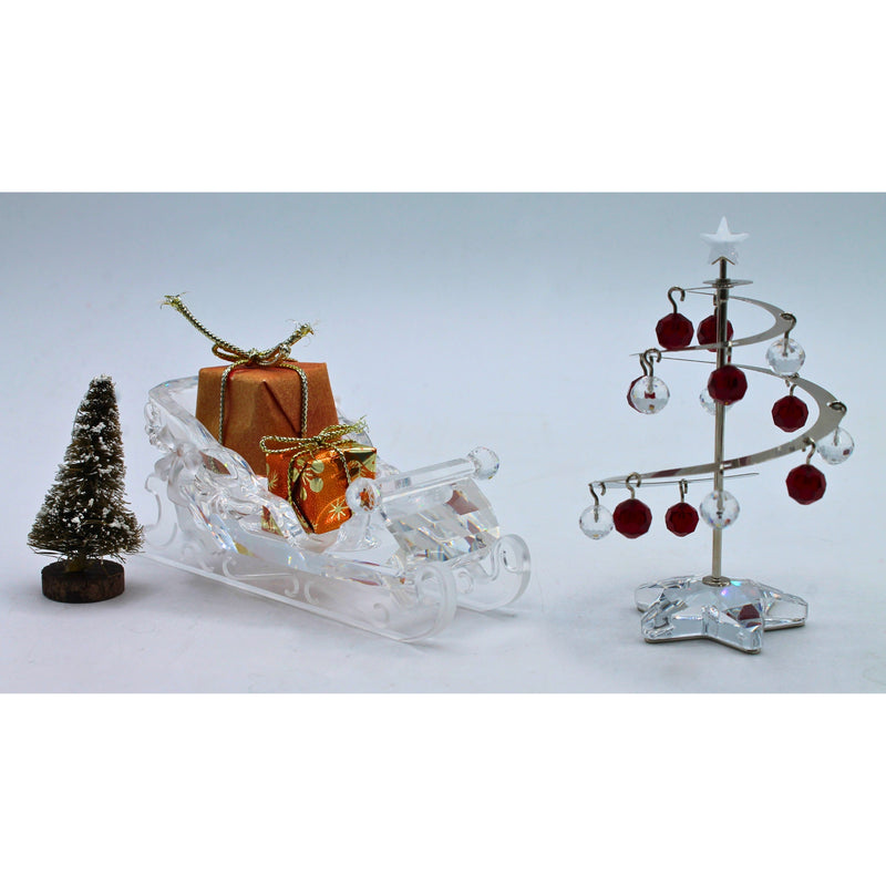 Lot of 2: Christmas Tree Rhodium & Santas Sleigh | Missing Ornament