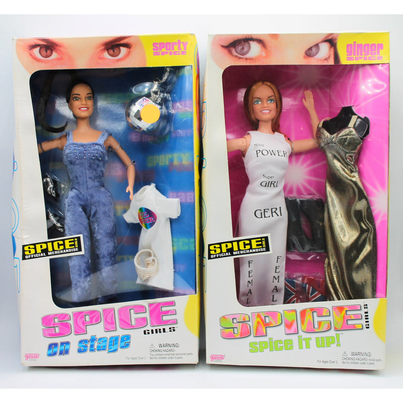 Lot of 2: Spice Girls Dolls - Sporty Spice & Ginger Spice Dolls | Damaged Boxes