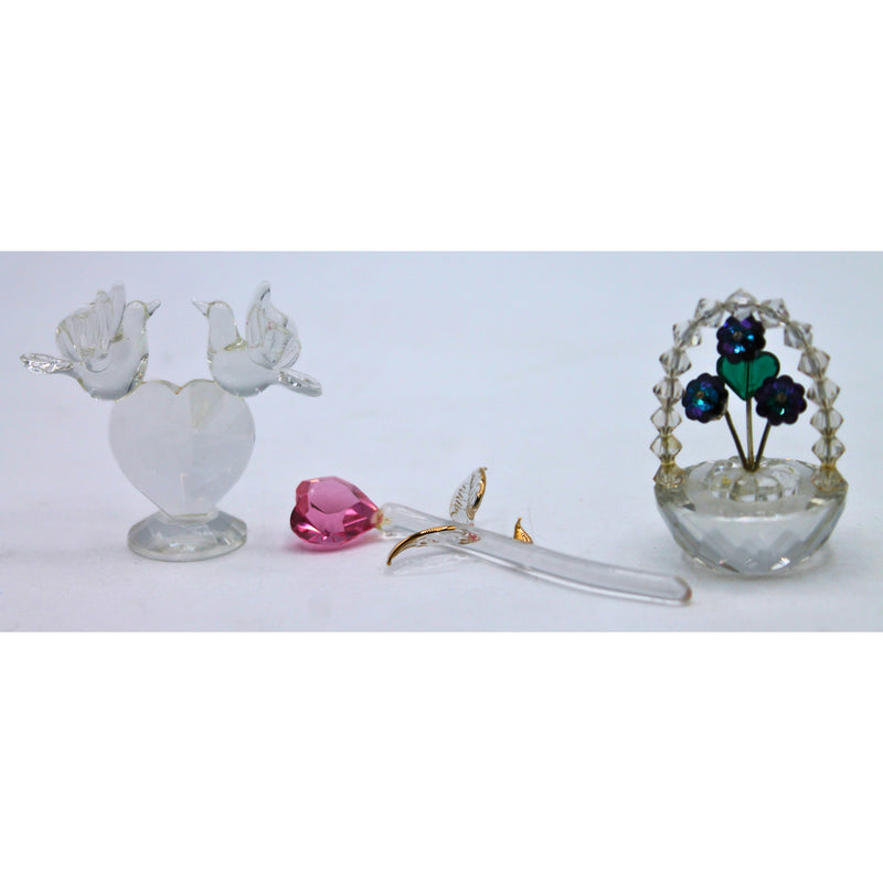 Lot of 3: Hearts, Doves & Flower Basket Figurines | Please Read