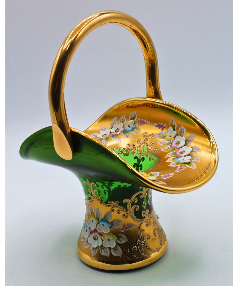 Egerman 24K Gold Enamel Glass Basket | Please Read