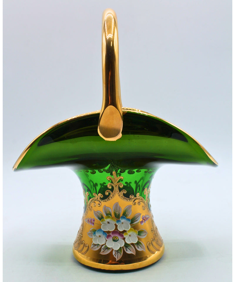 Egerman 24K Gold Enamel Glass Basket | Please Read