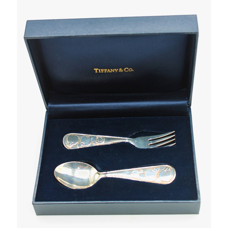 Tiffany Sterling Silver Baby Set Fork & Spoon - Pig, Sheep, Duck | Please Read