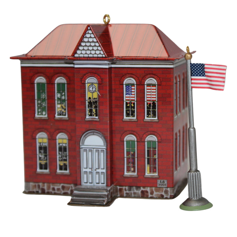 Hallmark Ornament: 2003 Schoolhouse and Flagpole | QX8247