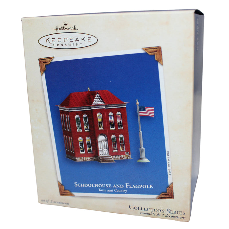 Hallmark Ornament: 2003 Schoolhouse and Flagpole | QX8247