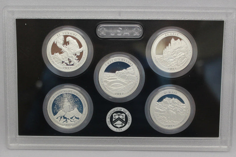 2012 America the Beautiful Quarter Proof Set 90% Silver (OGP) 5 coins