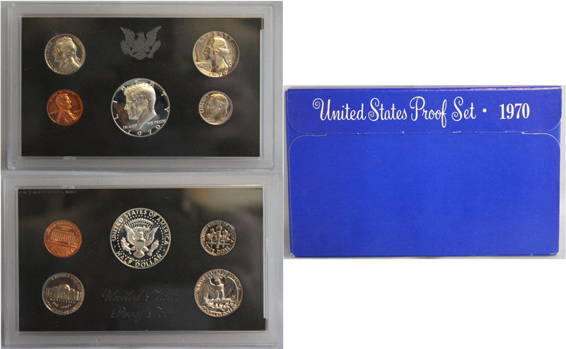 1970 Proof Set 40% Silver Kennedy Large Date Cent (OGP) 5 coins