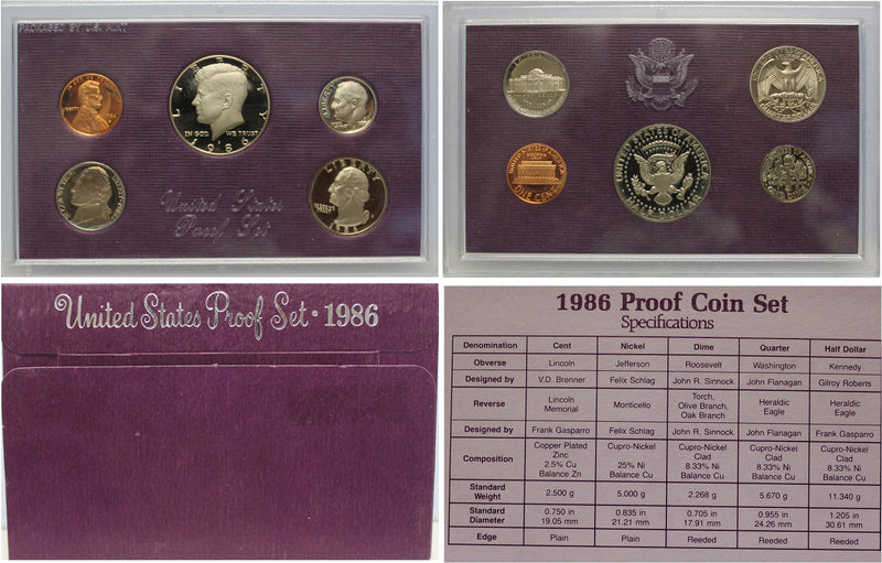 1986 Proof Set CN-Clad (OGP) 5 coins