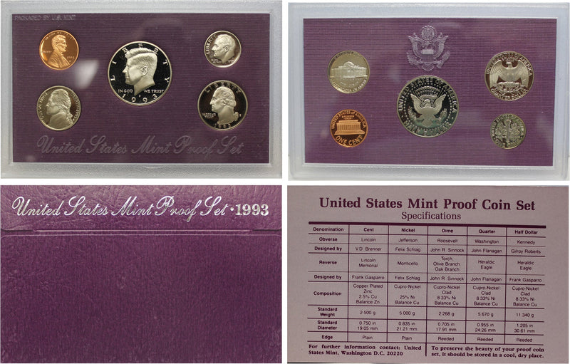 1993 Proof Set CN-Clad (OGP) 5 coins