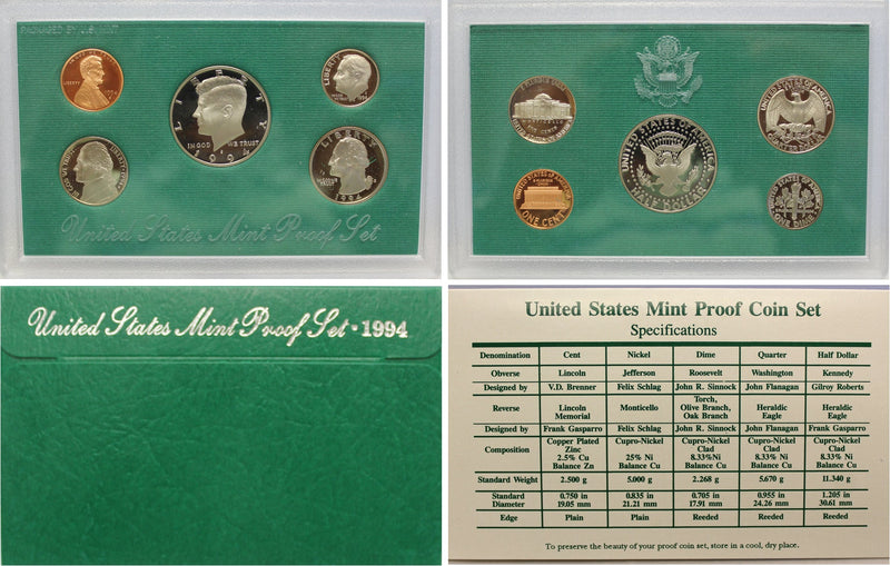 1994 Proof Set CN-Clad (OGP) 5 coins