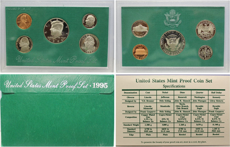 1995 Proof Set CN-Clad (OGP) 5 coins