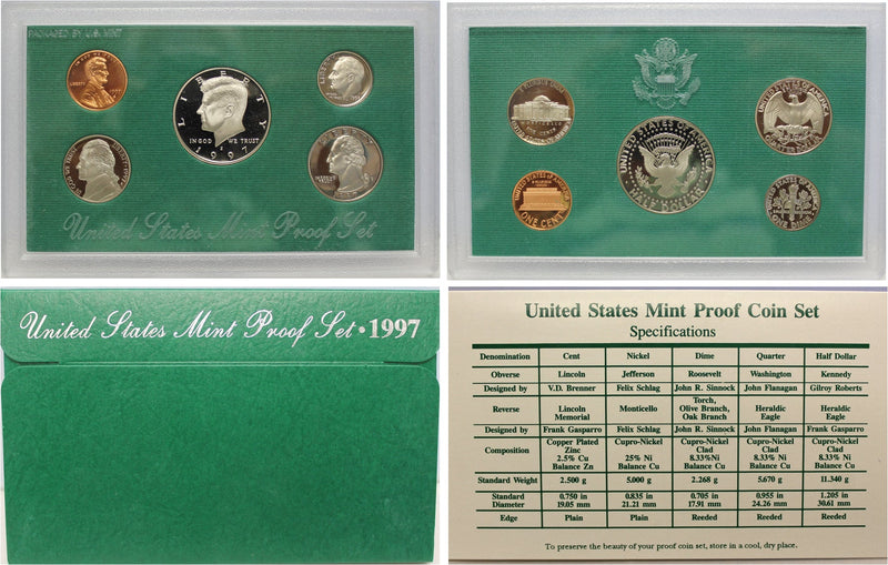 1997 Proof Set CN-Clad (OGP) 5 coins