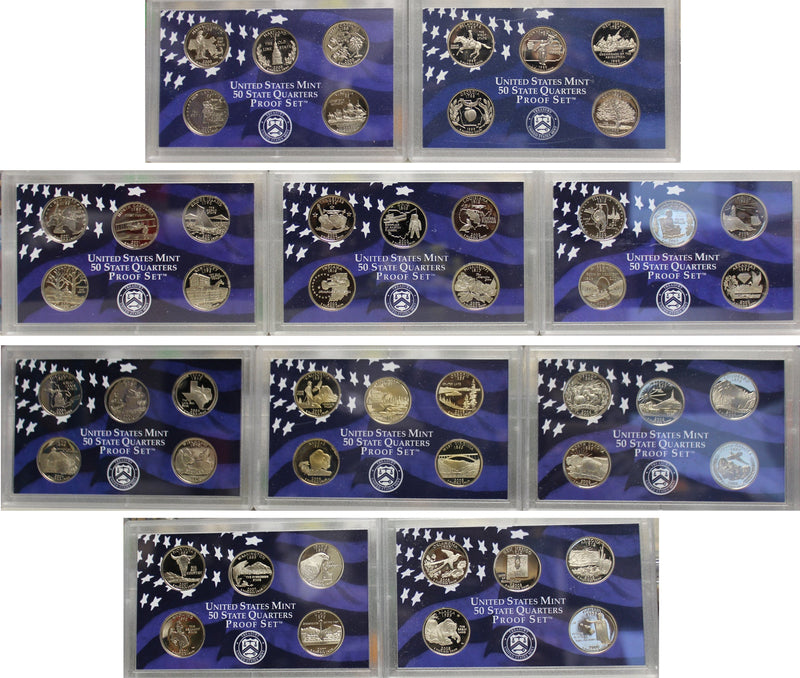 1999-2008 S Proof State Quarter Set Run CN-Clad 50 Coins