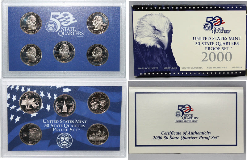 2000 State Quarter Proof Set CN-Clad (OGP) 5 coins