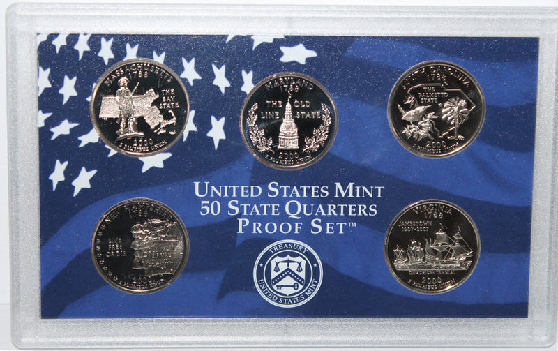 2000 State Quarter Proof Set CN-Clad (OGP) 5 coins