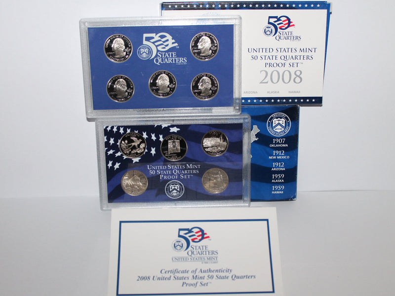 2008 State Quarter Proof Set CN-Clad (OGP) 5 coins