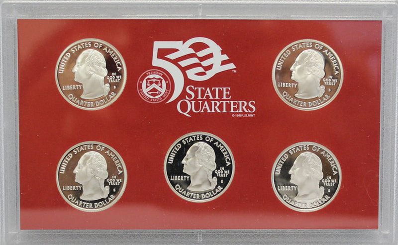 2008 State Quarter Proof Set 90% Silver (OGP) 5 coins