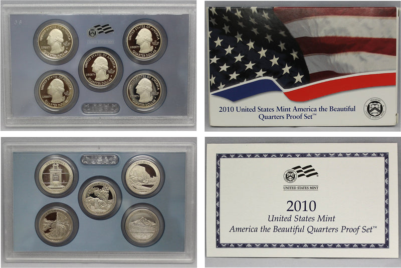 2010 America the Beautiful Quarter Proof Set CN-Clad (OGP) 5 coins