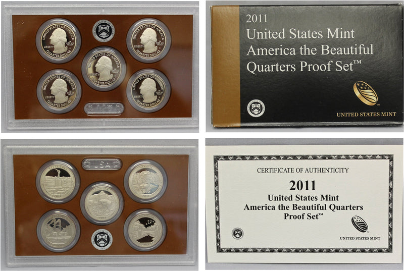 2011 America the Beautiful Quarter Proof Set CN-Clad (OGP) 5 coins