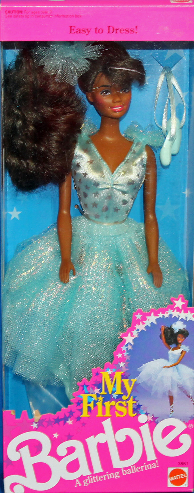 1991 My First Barbie Glittering Ballerina Barbie (3861) - African American