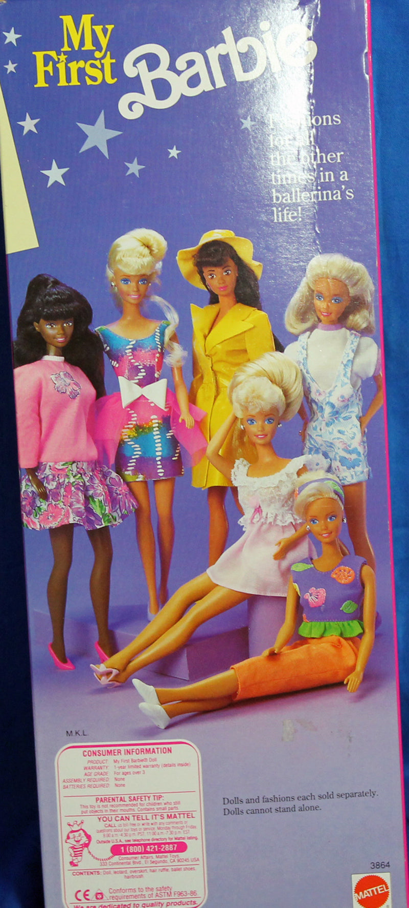 1991 My First Barbie Brunette Glittering Ballerina Barbie (3864)