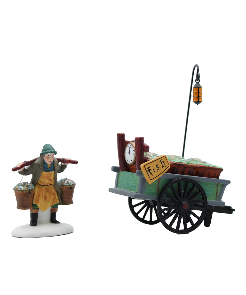 Department 56: 58149 Chelsea Market Fish Monger & Cart - Set of 2