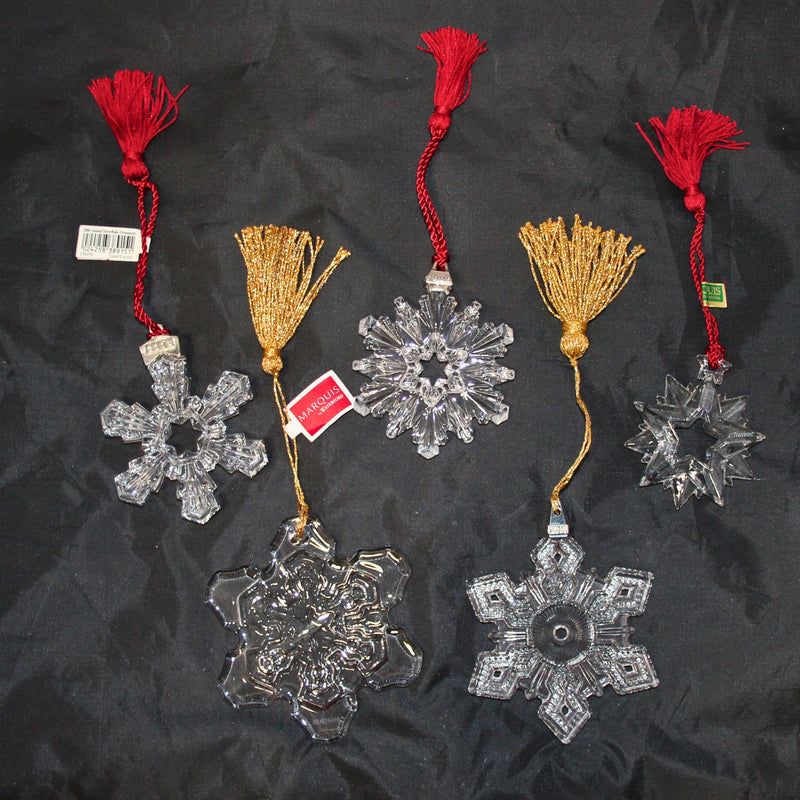 Waterford Ornaments | Lot of 5 Marquis Snowflakes | 2004-2006, 2010 & 2015