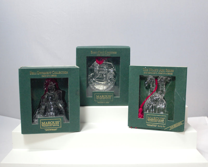 Waterford Crystal Ornaments | Lot of 5 | Noah's Ark, Santa, Snowmen & More