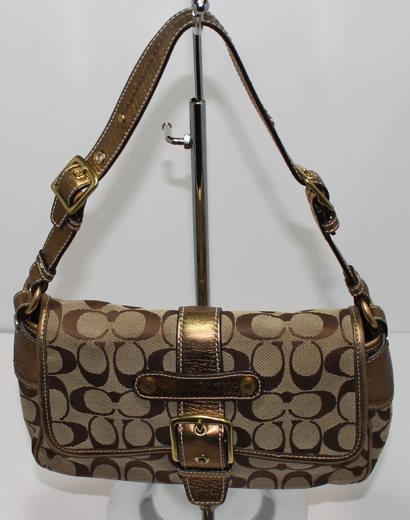 Coach Purse: 1482 Signature Gold Shoulder Bag