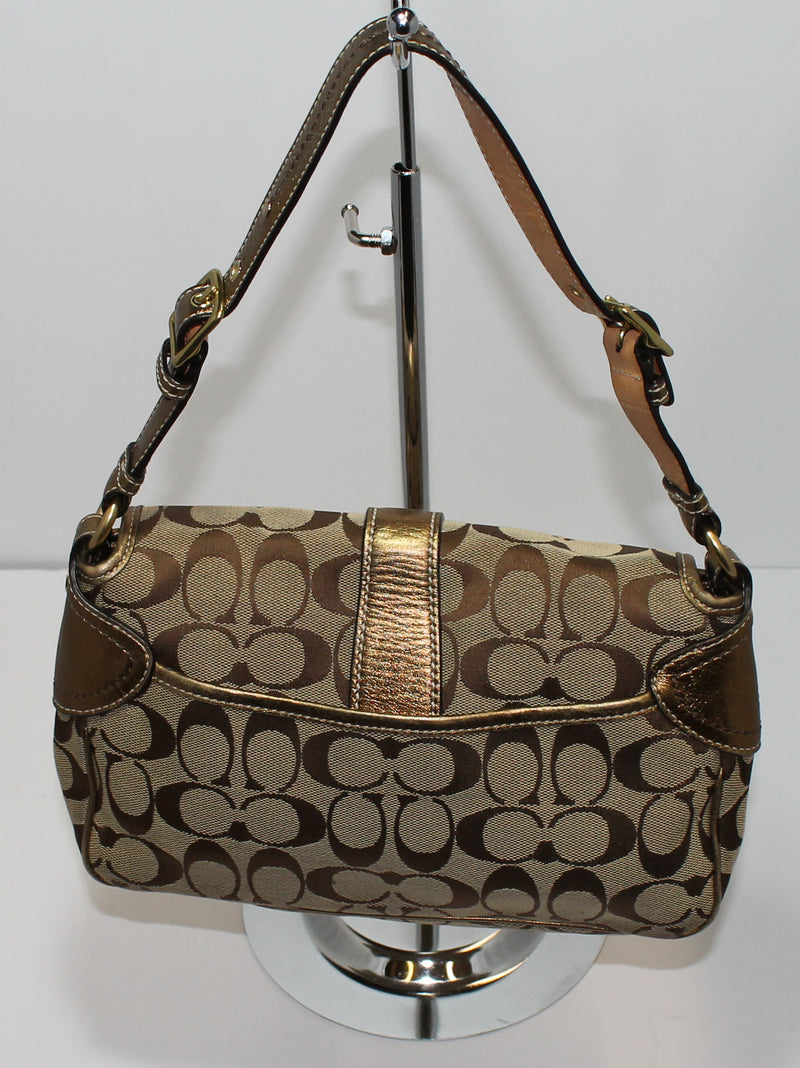 Coach Purse: 1482 Signature Gold Shoulder Bag