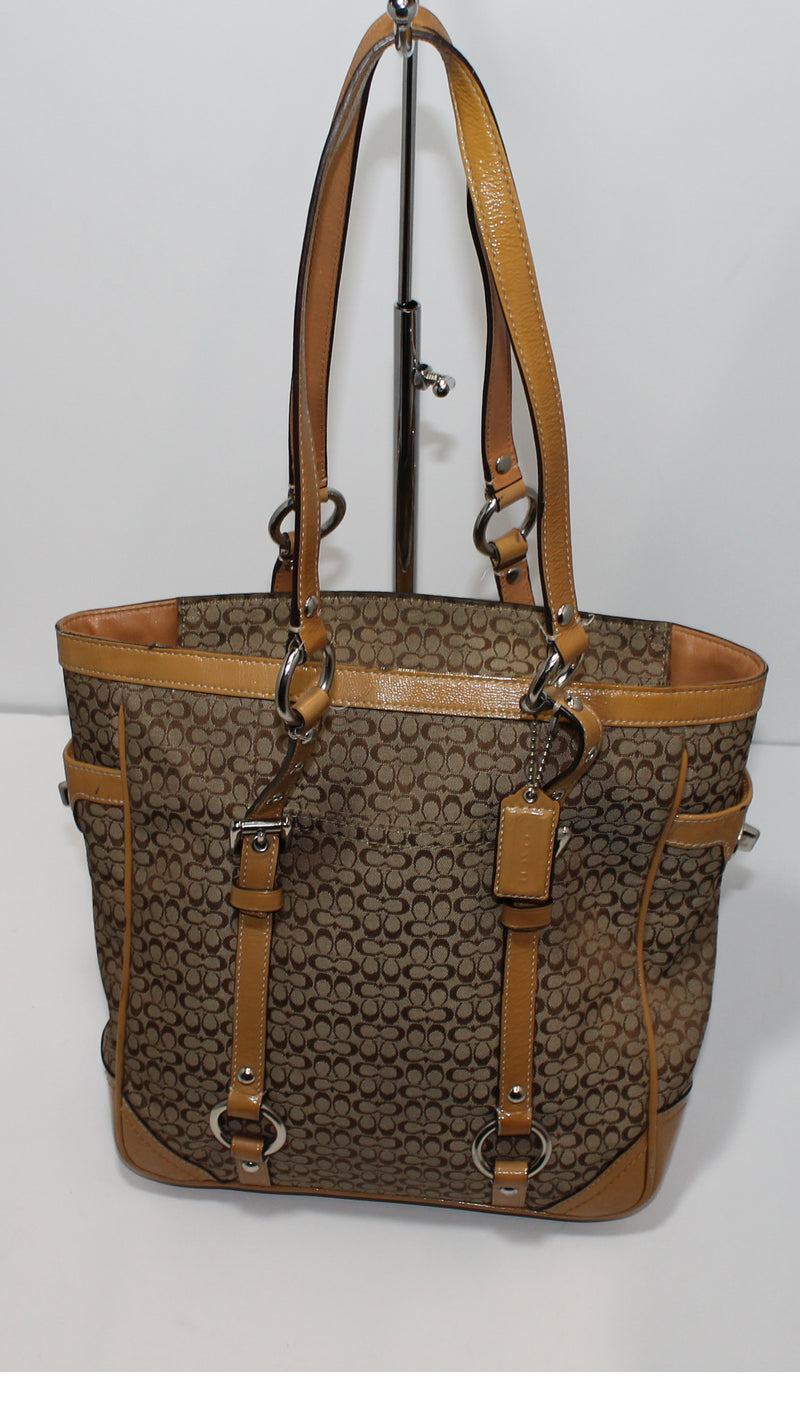 Coach Purse: F12344 Signature Brown Shoulder Bag