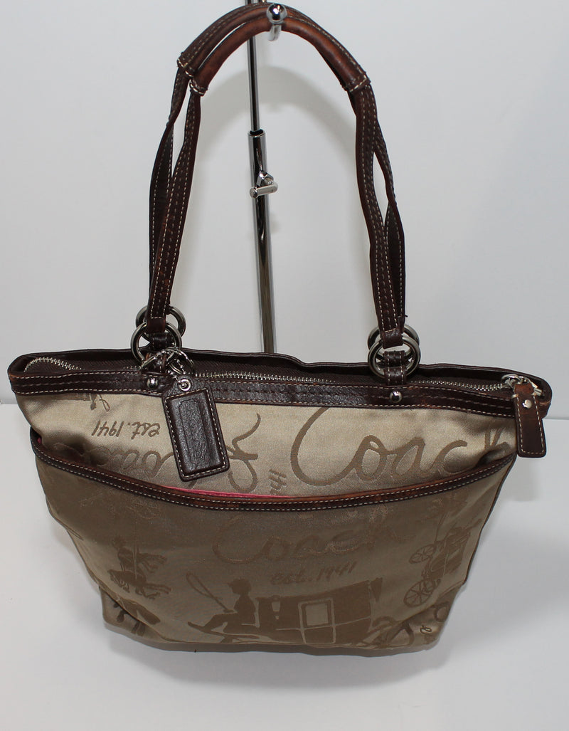 Coach Purse: F14482 Brown Horse Carriage Tote Bag