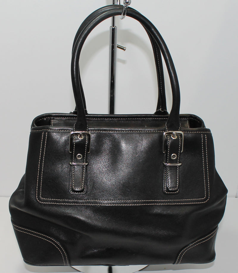 Coach Purse: 7555 Black Hampton Leather Satchel