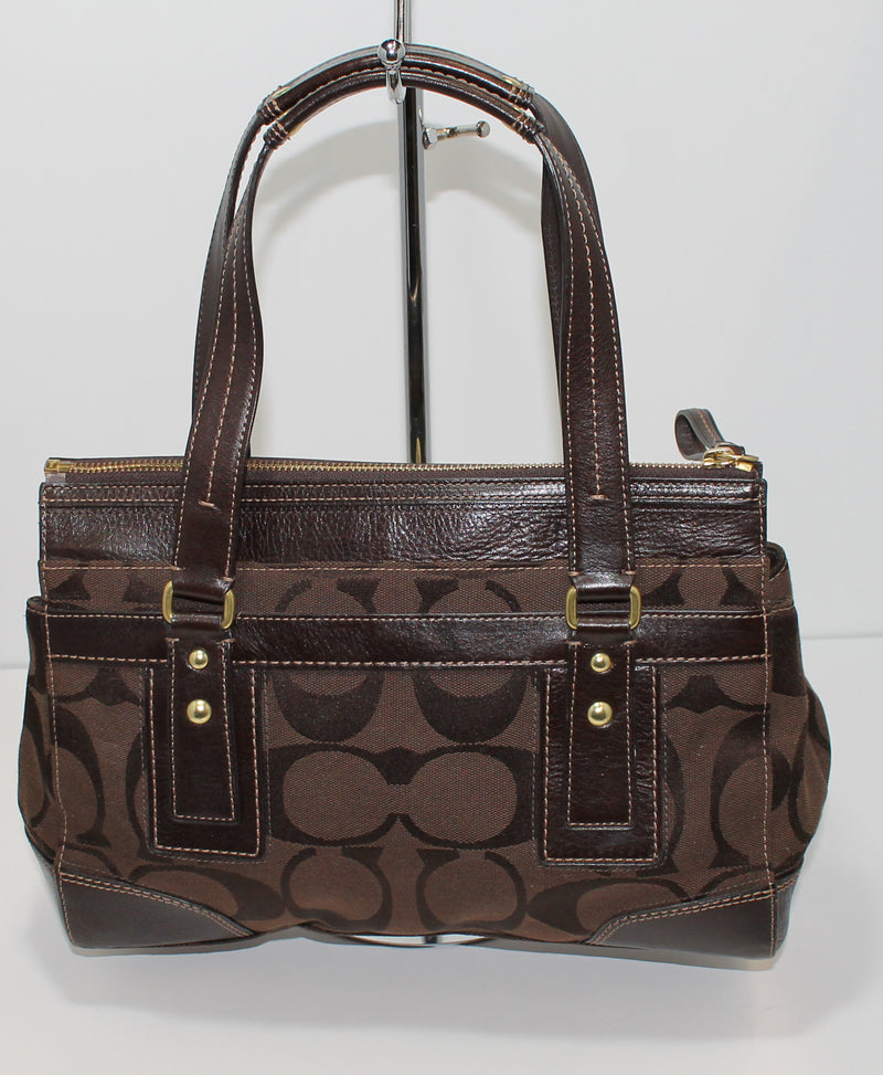 Coach Purse: 11071 Signature Stripe Hampton Satchel