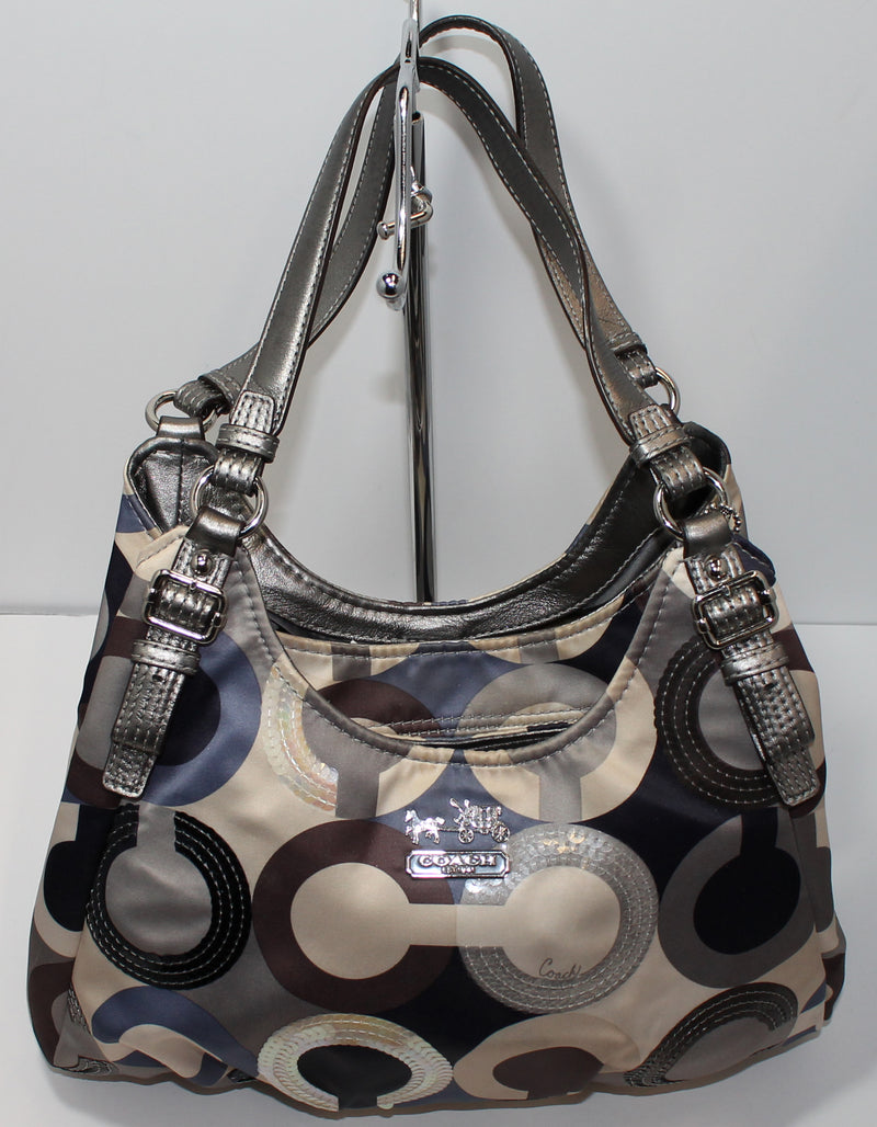 Coach Purse: Madison 19180 Scarf Print Sequin Shoulder Bag