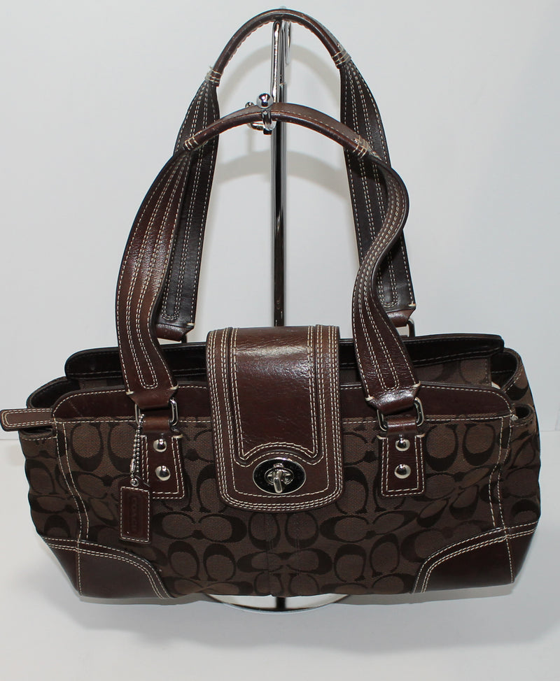 Coach Purse: F13975 Brown Hamilton Monogram Tote Bag